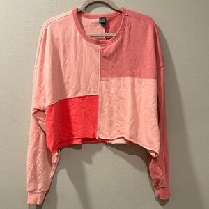 Colorblock Pink Melon Fall Cropped Pullover XL Wild Fable